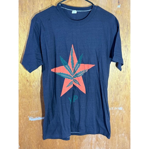 Vintage 1970s Rare Youth International Party YIP‎ Logo Marijuana Hippie Shirt XL